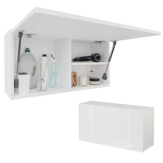 PLATAN ROOM bathroom cabinet 80/120/160/200/240 wide bathroom furniture folding wall cabinet glossy matt white (white matt/white glossy, 80 x 40 x 25)