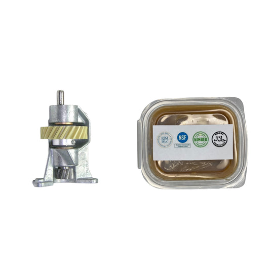 Transmission gear and food-safe grease for KitchenAid food processors replacement part.