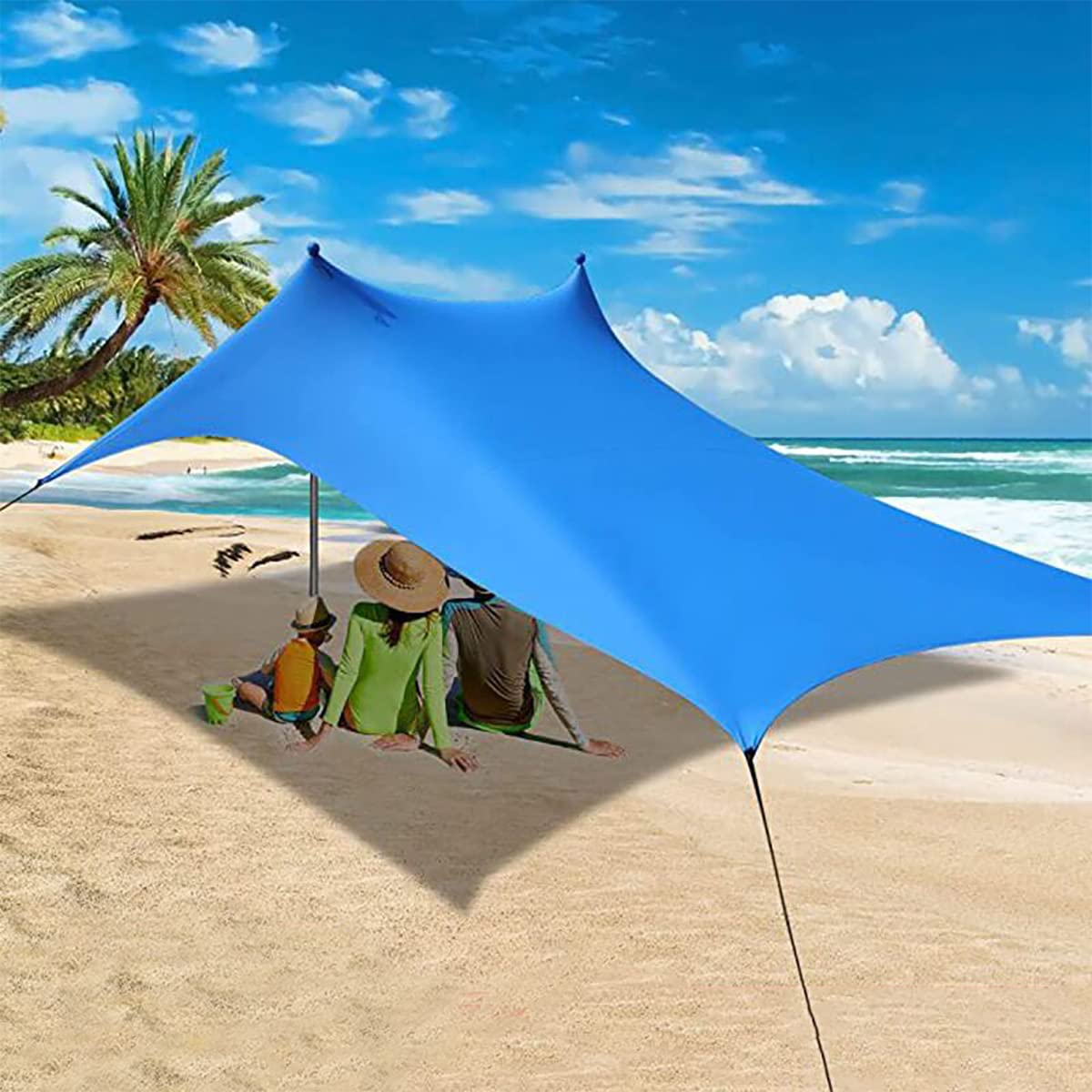 2x2m sun protection Beach Windproof Stable Beach Tent UV Protection 4-8 people sunshade beach with poles beach shelter Quick Up sun tent Sun tent Garden