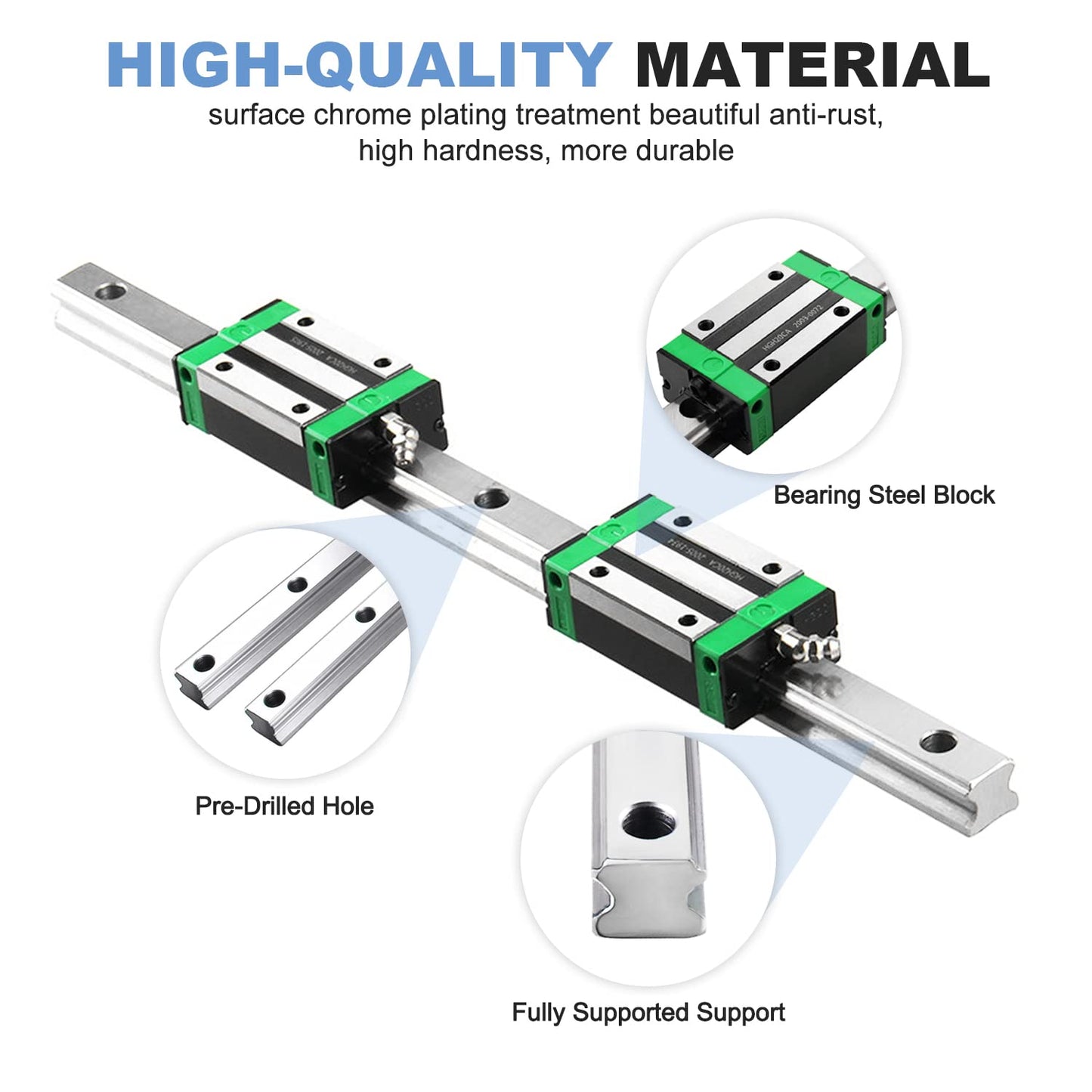CNCMANS HGR15 linear guide rail 2 pieces HGR15 1000mm guide rail with 4 pieces high precision HGH15CA linear bearing block, CNC parts for 3D printer (linear guide HGR15 1000mm)