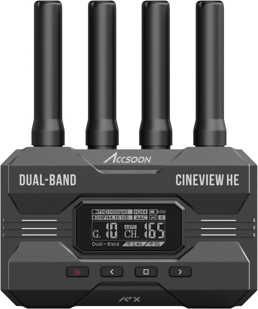 Accsoon CineView HE Receiver Wireless Receiver HDMI Dual-Band 2.4GHz 5GHz 1200ft/350m 0.06s HD Camera Control IOS Android for Tik-Tok YouTube Live Streaming (CineView HE Receiver only)