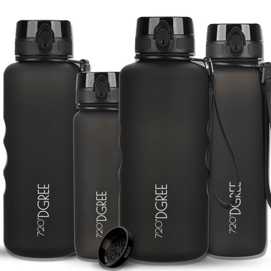 720°DGREE water bottle 2l "uberBottle" with detachable loop + motivation scale, sieve - leak-proof, lightweight, BPA-free - Tritan sports bottle - water bottle for university, job, sports, fitness studio, gym.