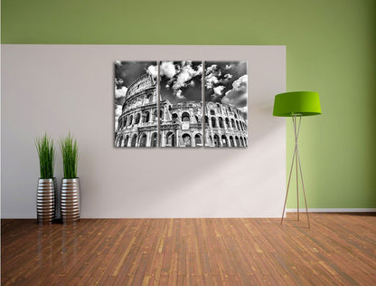 Pixxprint Colosseum during the day in Rome, canvas print 3-part, total size: 120x80cm, wall art, decoration, ready stretched, not a poster.