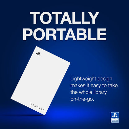 Seagate Game Drive PS4/PS5 2TB, portable external hard drive, 2.5 inch, USB 3.0, white, blue LED, includes 2 weeks of Playstation+ (STLV2000202)