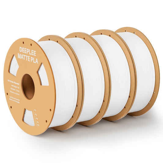 DEEPLEE Matte PLA Filament 1.75mm 3D printer filament, dimensional accuracy +/- 0.02mm, suitable for most FDM 3D printers, White 4KG