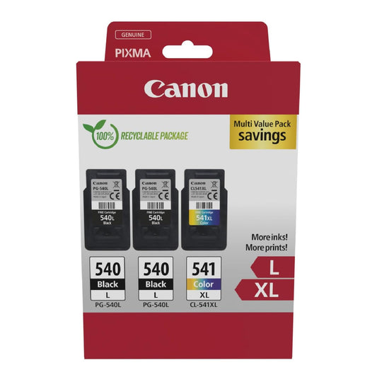 Canon Ink Multipack - PG-540L/CL-541XL Original Printer Ink Cartridges 3-pack (2 x Black L, 1 x Color XL cartridges)