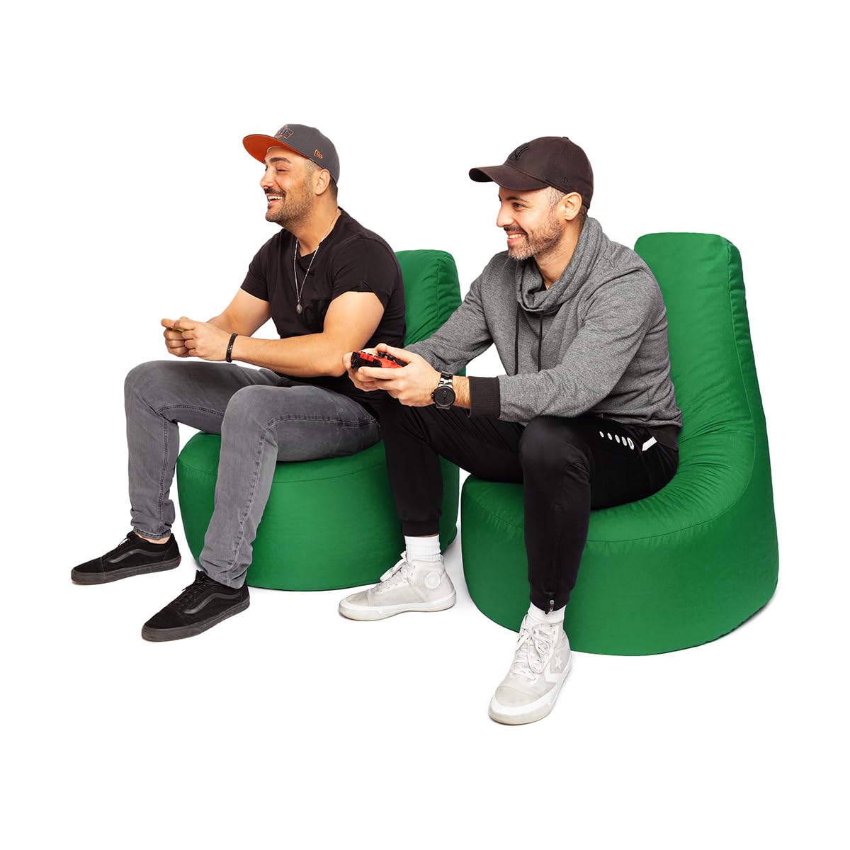 PATCH HOME Gamer Chair including Dice Bean Bag Set Ø80cm, 30cm seat height, 90cm height + 35x35cm Cube Green