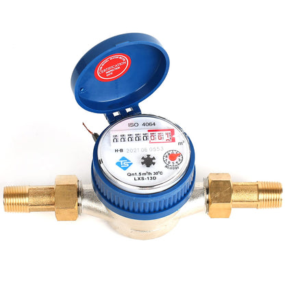 MaxAwe 15mm 1/2 inch Cold Water Meter Garden, Eiched Cold Water Meter with Fittings and Protective Cover, Faucet Meter for Garden and Household