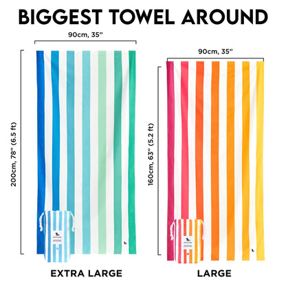 Dock & Bay beach towel - Quick drying microfiber, sand-free - Compact, Lightweight - 100% recycled - Includes pouch - Summer - Peach Sunrise, Extra Large (78x35")
