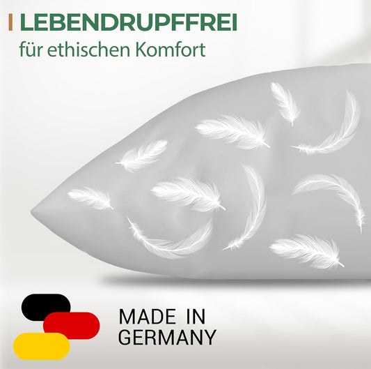 Pillow with feather filling Made in Germany - 100% feather fill - Feather pillow with cotton cover - Ökotex certified - Fill pillow for restful sleep - Pillow 40x80 2 pack