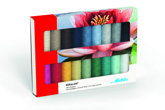 Mettler SERALON 18-piece Kit Thread Set: Universal thread for sewing or embroidering, thread for sewing machine, 100% polyester, SE18-Kit, 200m per spool.
