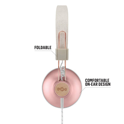 House of Marley Positive Vibration 2 headphones, noise isolation, premium sound, microphone, sustainable materials, recyclable packaging, supports One Tree Global reforestation - Copper