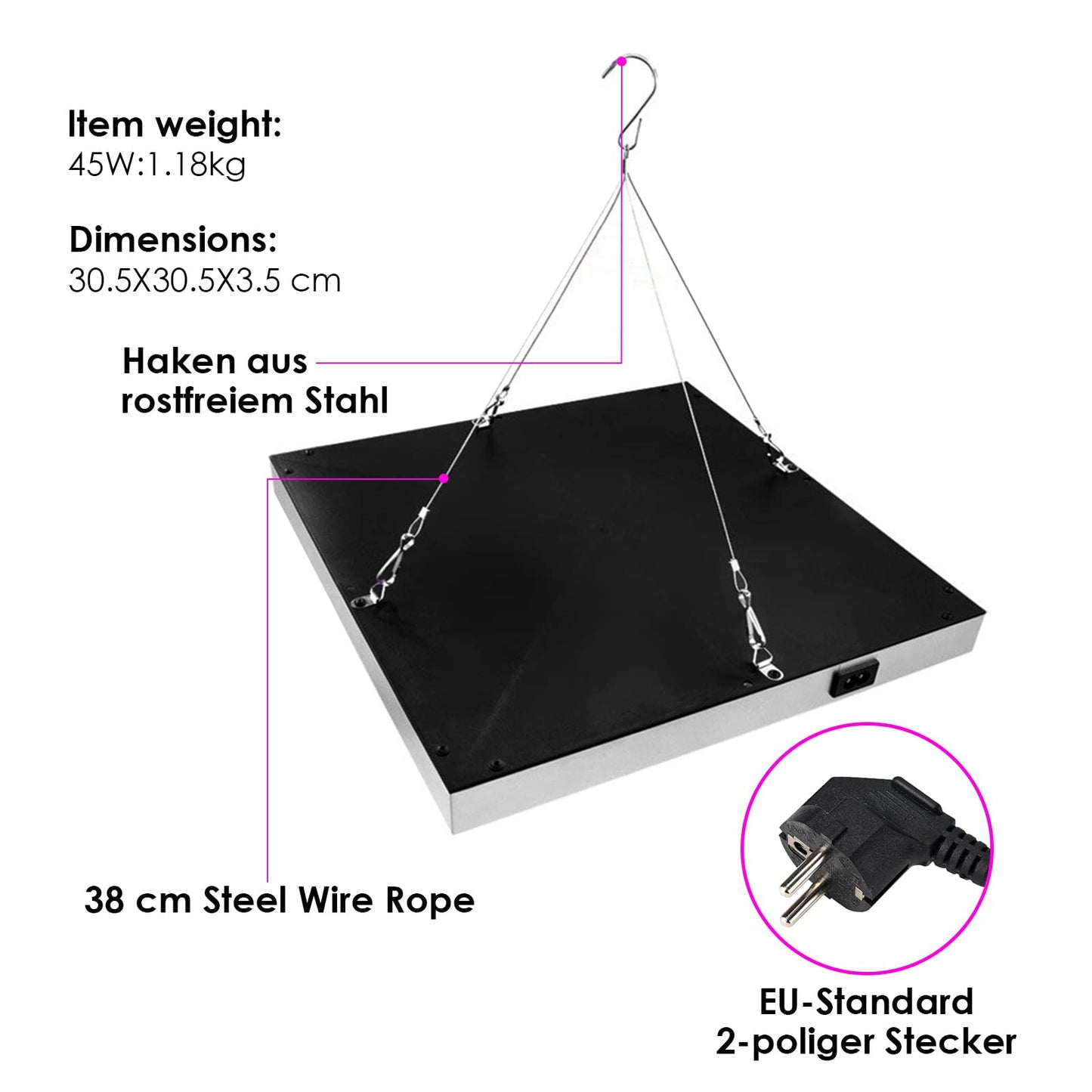 Lospitch 2X45W LED plant light, 225 red & blue LEDs grow lamp, full spectrum plant light for hydroponics, indoor seeding veg flower, grow tent, and greenhouse.