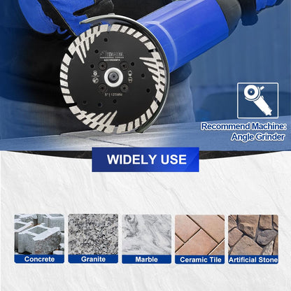 SHDIATOOL 230mm Diamond Cutting Disc with Turbo Sloped Protection Teeth for Concrete Brick Tile Granite Marble Masonry