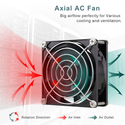 GDSTIME Fan 230V 80mm PC Fan 230V 80mm Dual Ball Bearing Mini fan 220v 80x80x25 AC Axial Fan 220v for PC server cabinet RV fridge inverter cooling ventilation exhaust
