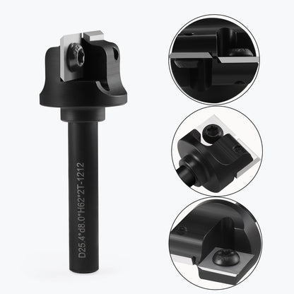 2 flute planing cutters with 8mm shank 25.4mm cutting diameter planing cutter with 5PCS inserts planing cutter for router spoilboard surfacing router bit Forward CNC cutter for wood flattening cutter