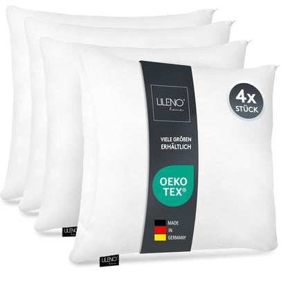 LILENO HOME Microfiber Pillows 45x45 cm [set of 4] washable up to 95 degrees with zipper - 45x45 cm pillow as pillow filling for bed or as decorative pillow - sofa pillow & throw pillow