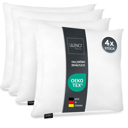 LILENO HOME Microfiber Pillows 45x45 cm [set of 4] washable up to 95 degrees with zipper - 45x45 cm pillow as pillow filling for bed or as decorative pillow - sofa pillow & throw pillow