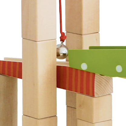 roba Ball track 100 pieces - Large wooden ball track - Marble run including building blocks with sound effects and glass marbles - Motor skills toy adjustable - Colorful wood