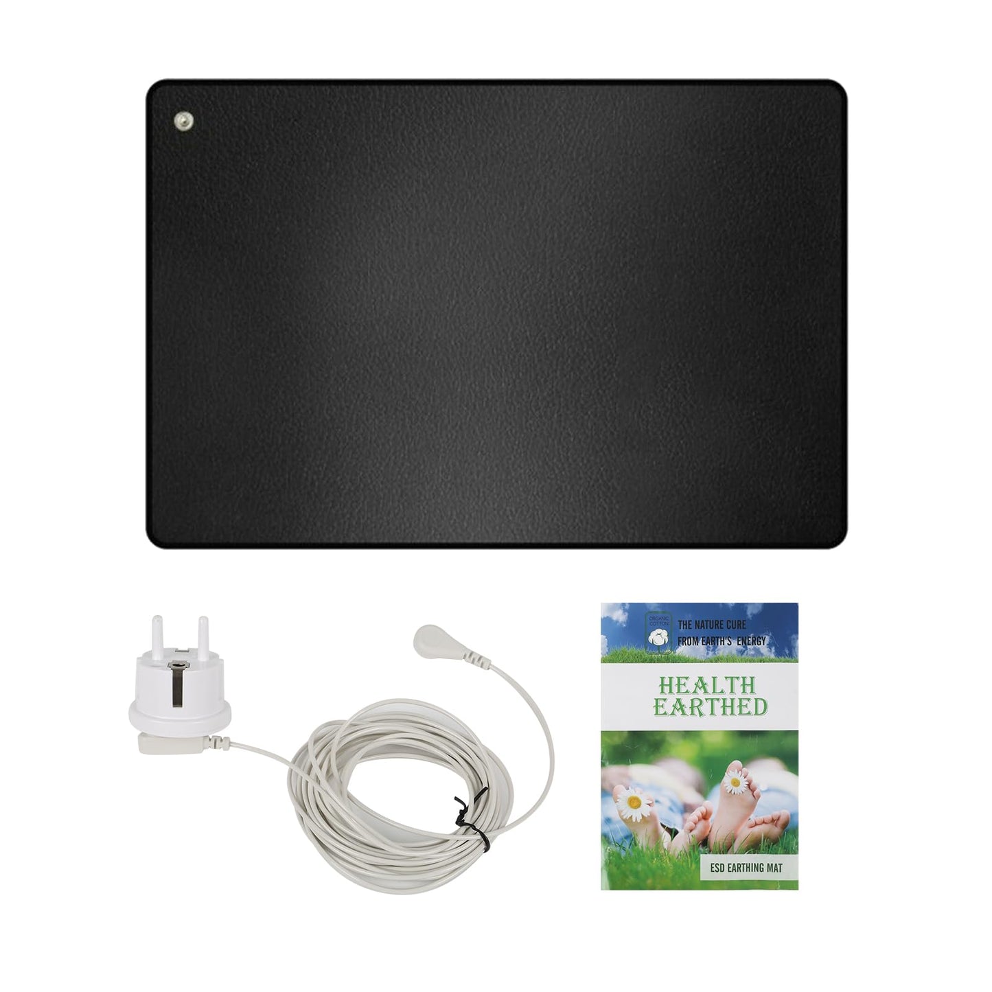 Grounding mat set with EU grounding cable, Grounded mouse pad Grounding pad, Anti-static mat, Grounding mat for under the desk, table, sofa, yoga mat (25*68CM)