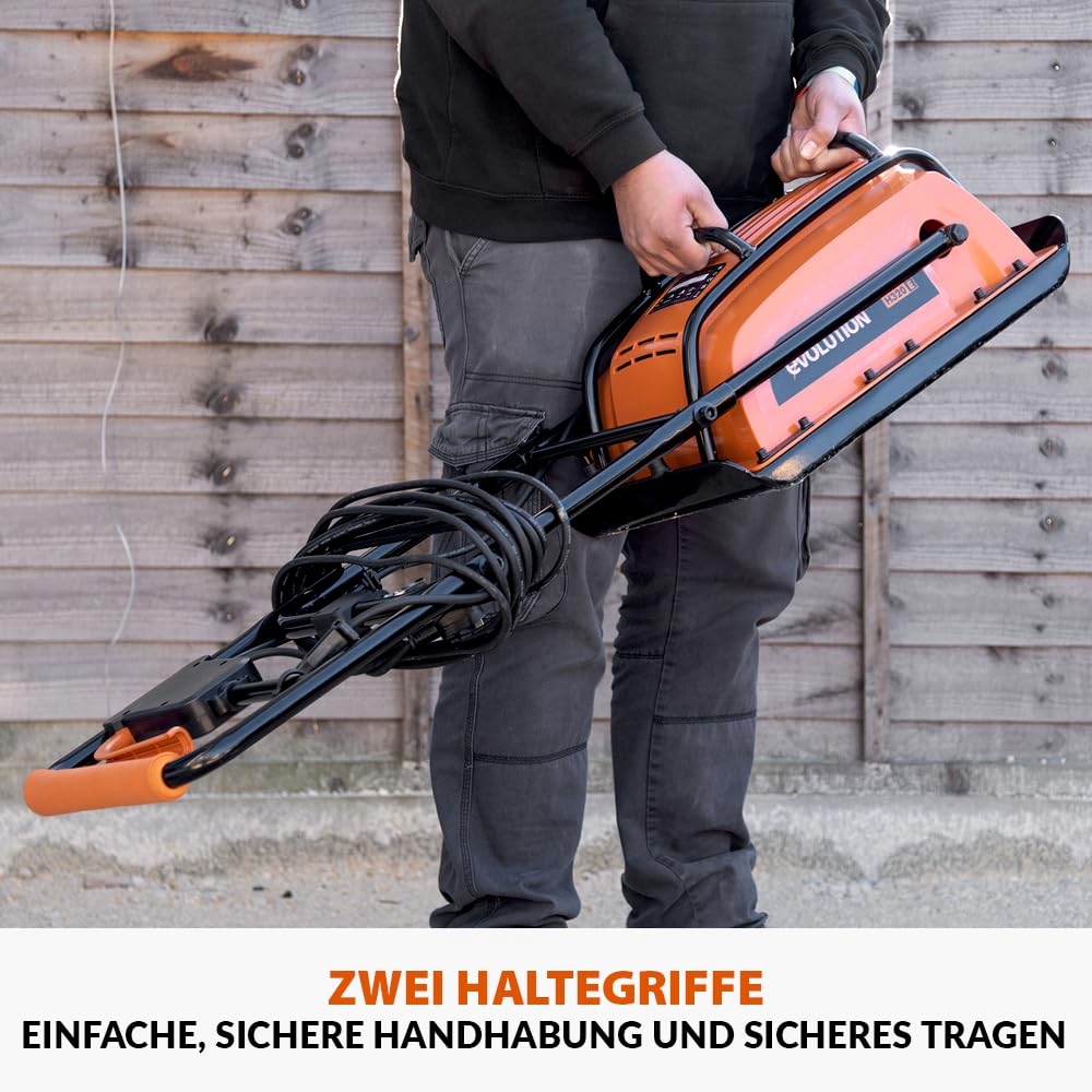 Evolution Power Tools H320-E Hulk Electric Vibrating Rammer, Compactor, Plate Compactor - Ideal for leveling sidewalks, preparing artificial turf areas, patios, block work, sand.