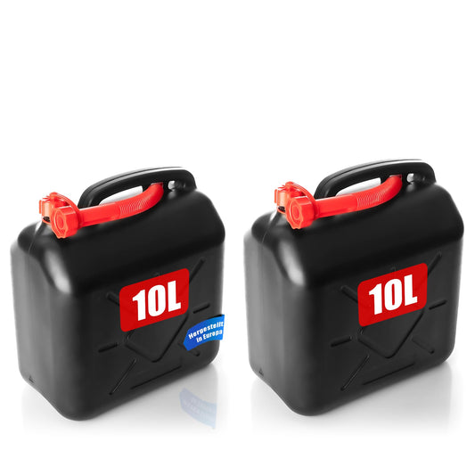 BigDean 2 pieces Gasoline canisters 10L with flexible spout - Fuel canister for gasoline & diesel - UN approval handy canister Diesel canister Reserve canister - Made in Europe