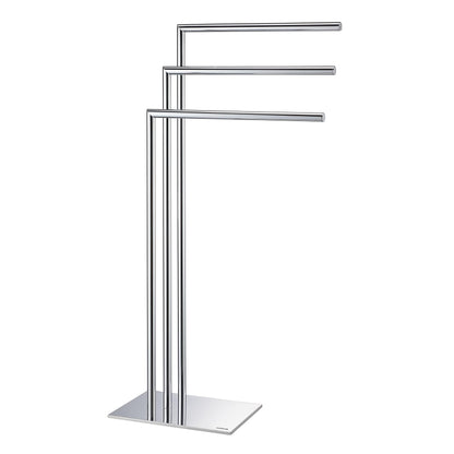 Sealskin Tube Towel Holder 3-arm, freestanding towel rack with 3 towel bars, can also be used as a clothes rack, metal, chrome