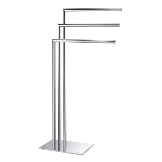 Sealskin Tube Towel Holder 3-arm, freestanding towel rack with 3 towel bars, can also be used as a clothes rack, metal, chrome
