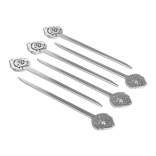 BURNHARD Burger spikes, 6 pieces, made of stainless steel, metal spikes with wide grip area, 15 cm long shashlik spikes, as meat spikes or grill spikes.