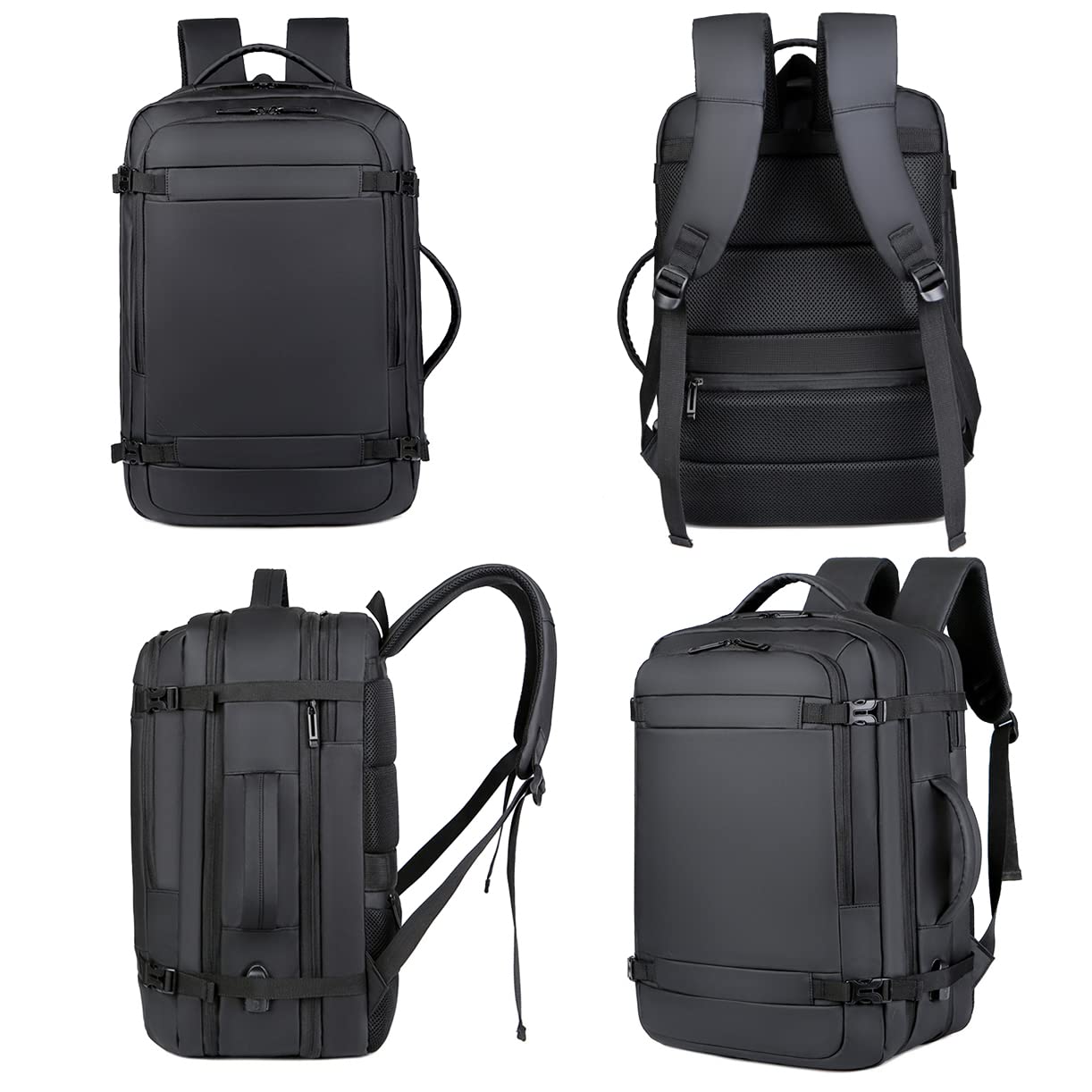 BAGZY Laptop Backpack 17 Inch Men's Carry-on Backpack 45x36x20 Waterproof Expandable 30-40L Travel Backpack Cabin Bag USB Charging Port Gifts for Men [Black]