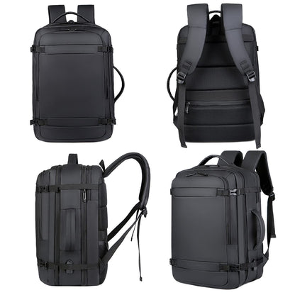 BAGZY Laptop Backpack 17 Inch Men's Carry-on Backpack 45x36x20 Waterproof Expandable 30-40L Travel Backpack Cabin Bag USB Charging Port Gifts for Men [Black]