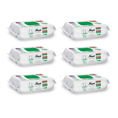 Sleepy Easy Clean - 6 pack cleaning wipes (Green, 6 × 100 pieces, White soap formula) - streak-free shine on all surfaces.