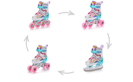 meteor® Inline skates 4in1 children's inline skates roller skates roller blades quad skates carbon children's inline skates adjustable shoe big wheels