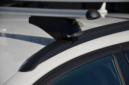 FISCHER roof bars CrossLine L, for bike racks, roof boxes or ski holders, for integrated roof rails, load capacity 75 kg, pre-assembled, including lock, bar dimensions 45 x 28 mm, bar length 120 cm.