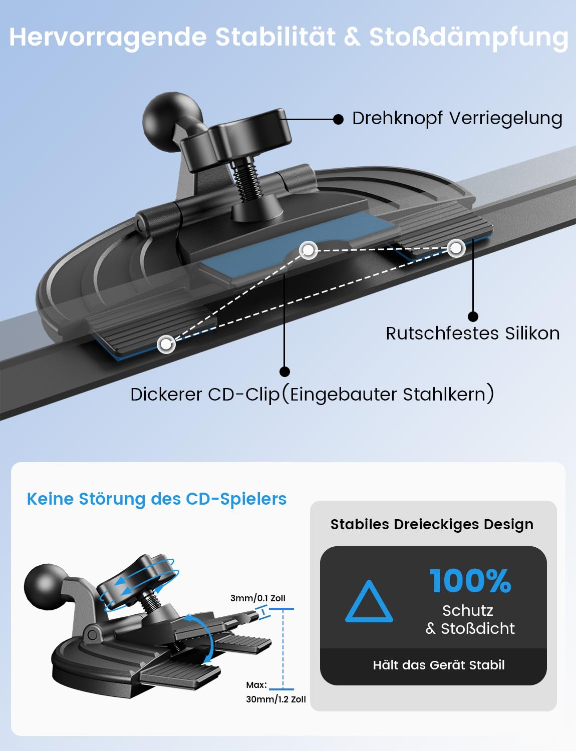 OHLPRO Tablet Holder for Car CD Slot, 360° Rotatable iPad Car Mount, Car Front CD Slot Tablet Holder for iPad, Galaxy Tab, iPhone 5-13" Phones & Tablets, for Navigation & Entertainment
