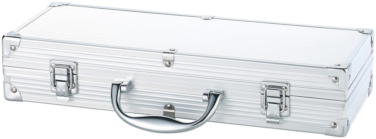 Rosenstein & Söhne Grill Case: Stainless Steel BBQ Tools in Aluminum Case (BBQ Tool Set, Grill Utensils, Men's Gift)