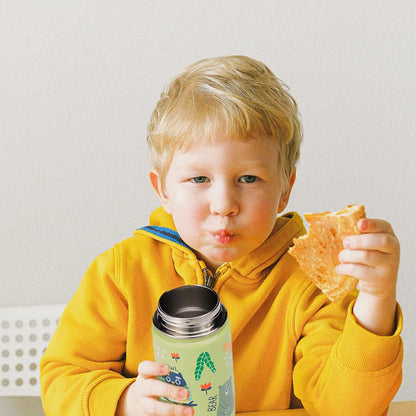 SANTECO Kids Stainless Steel Water Bottle 500ml with Straw, Kids Thermos Bottle BPA-free Water Bottle Easy to Clean, Thermos Flask for Boys Girls in Kindergarten School - Owl