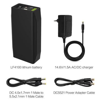 TalentCell Powerbank, LiFePO4 Battery, 12/9/5V Lithium Iron Phosphate Battery, rechargeable, 12.8V 6000mAh 76.8Wh, with charger, for LED light strips, CCTV cameras, etc, Black