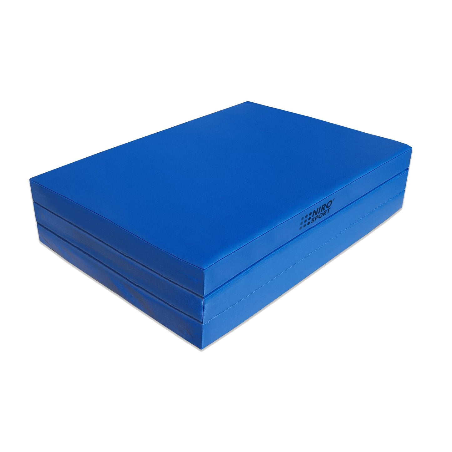NiroSport folding gym mat 180 x 70 x 8 cm, soft blue gymnastics mat.