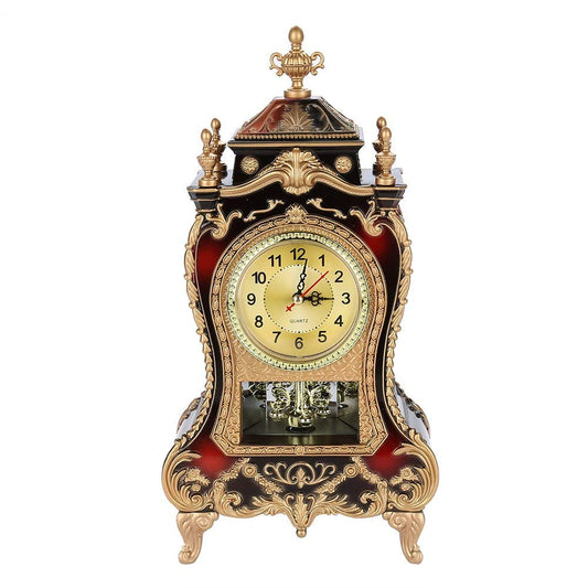 Serlium Vintage Classic Mantel Clock, Antique Plastic Table Clock, Retro Decorative Wall Clock for Home, Office, Hotel Market (Brownish Red)