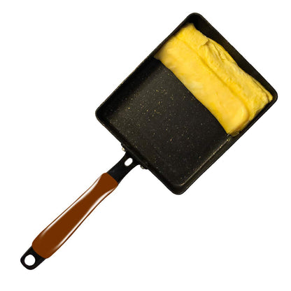 Artcome Japanese omelette pan Tamagoyaki egg pan Rectangular mini frying pan with silicone spatula and brush, black plate (Black)