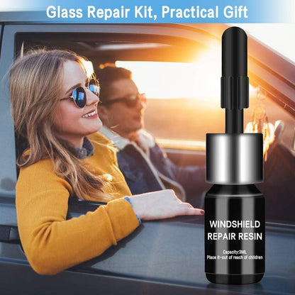 Car Windshield Repair Kit (2Pcs), Windshield Chip Crack Repair Kit, Automotive Windshield Tool for Fixing Chips, Nano Glass Repair Fluid, Star-shaped Crack.
