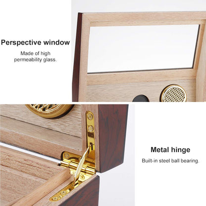 PIPITA Cigar Humidors, Cigar Box with Hygrometer and Humidifier, Cedarwood Desktop Cigar Humidors for 40 Cigars (PD089)