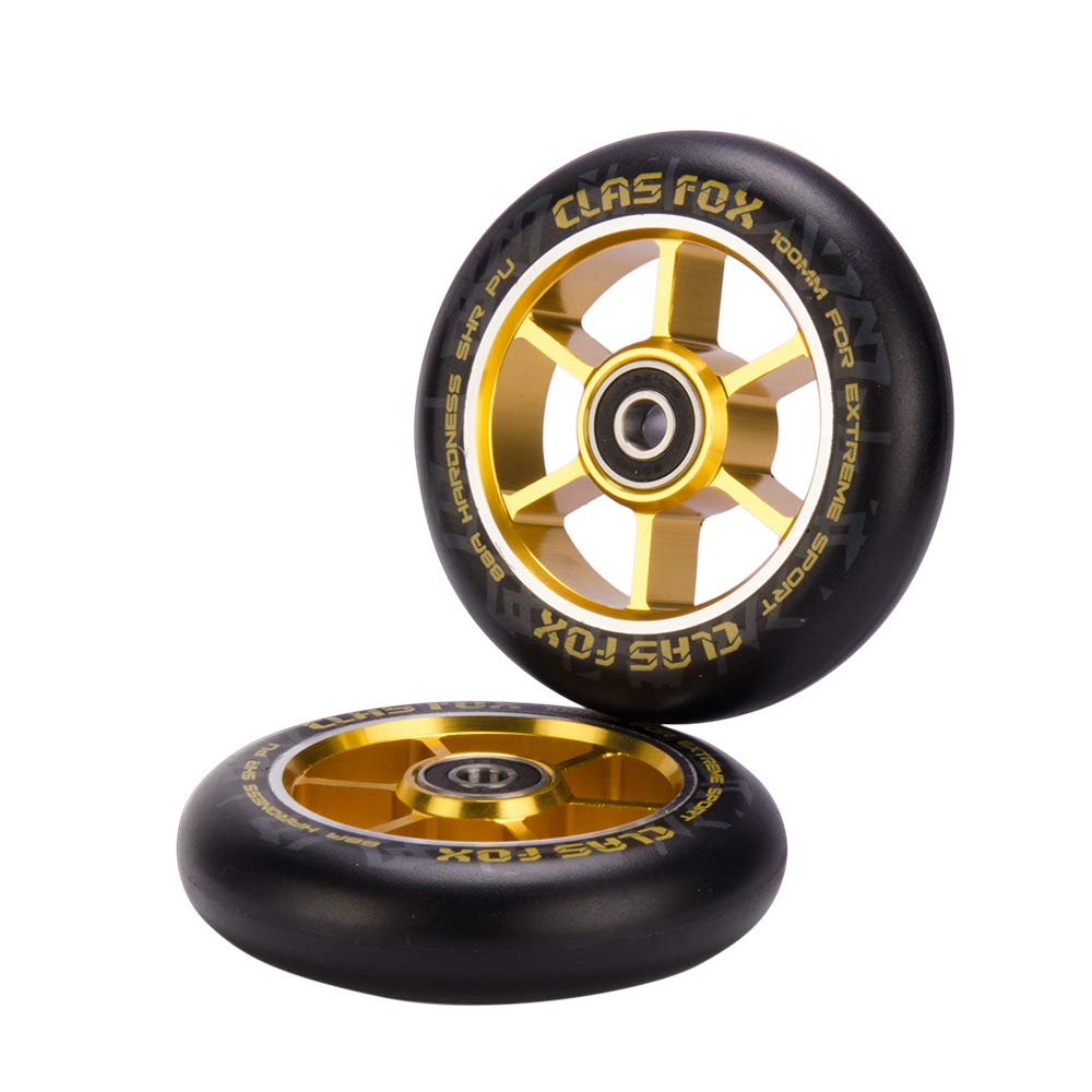 CLAS FOX Pro Stunt Scooter Wheels 100mm A Pair with ABEC-9 Bearings CNC Metal Core