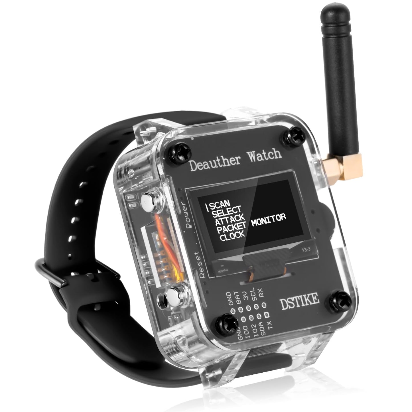 AURSINC WiFi Deauther Watch V3S ESP8266 1000mAh programmable development board | portable smartwatch | OLED & laser | attack/control/testing tool | solder for DSTIKE NodeMCU