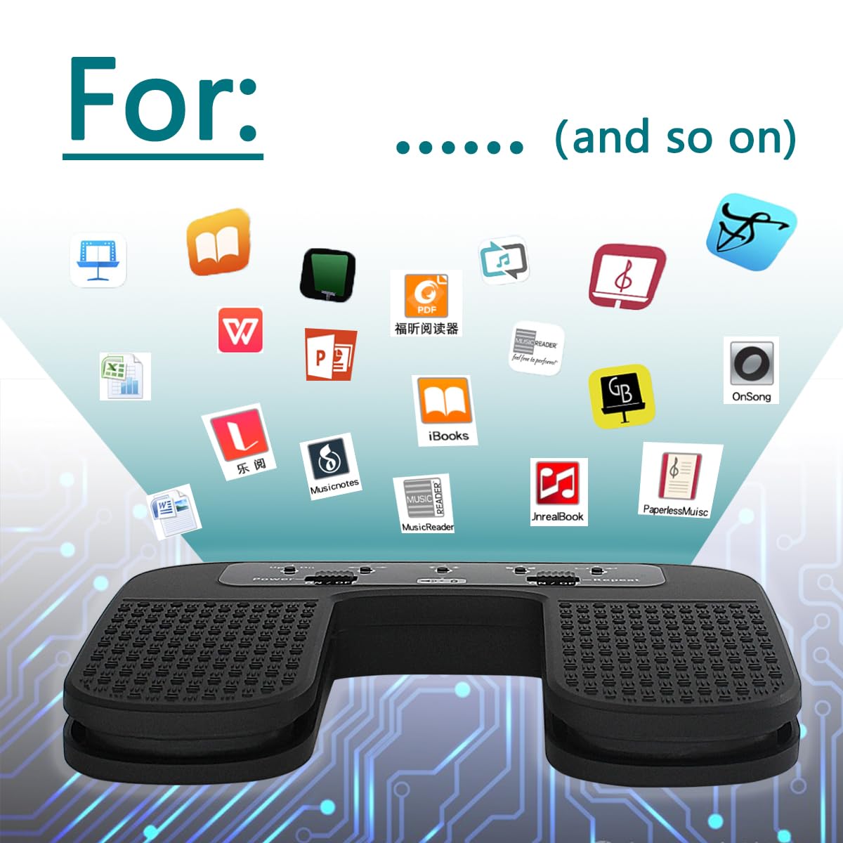Tavsou Bluetooth Page Turner Pedal for tablets smartphones rechargeable silent (Plus)