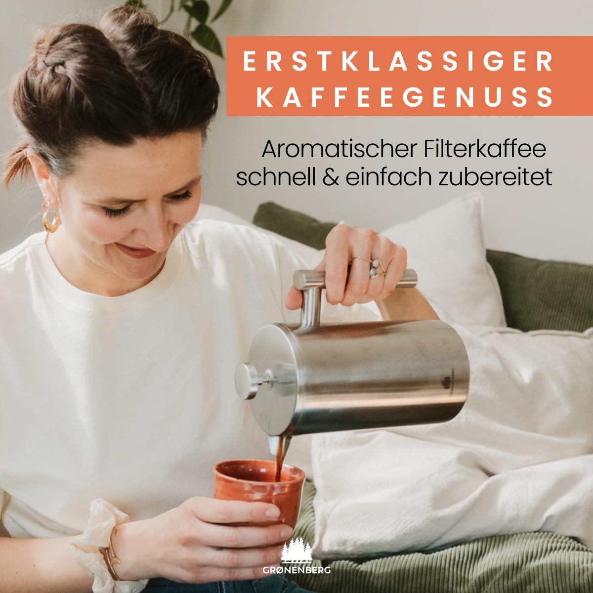 Groenenberg French Press I High-quality French Press with thermal function I Coffee maker available in different sizes 300ml to 1 liter