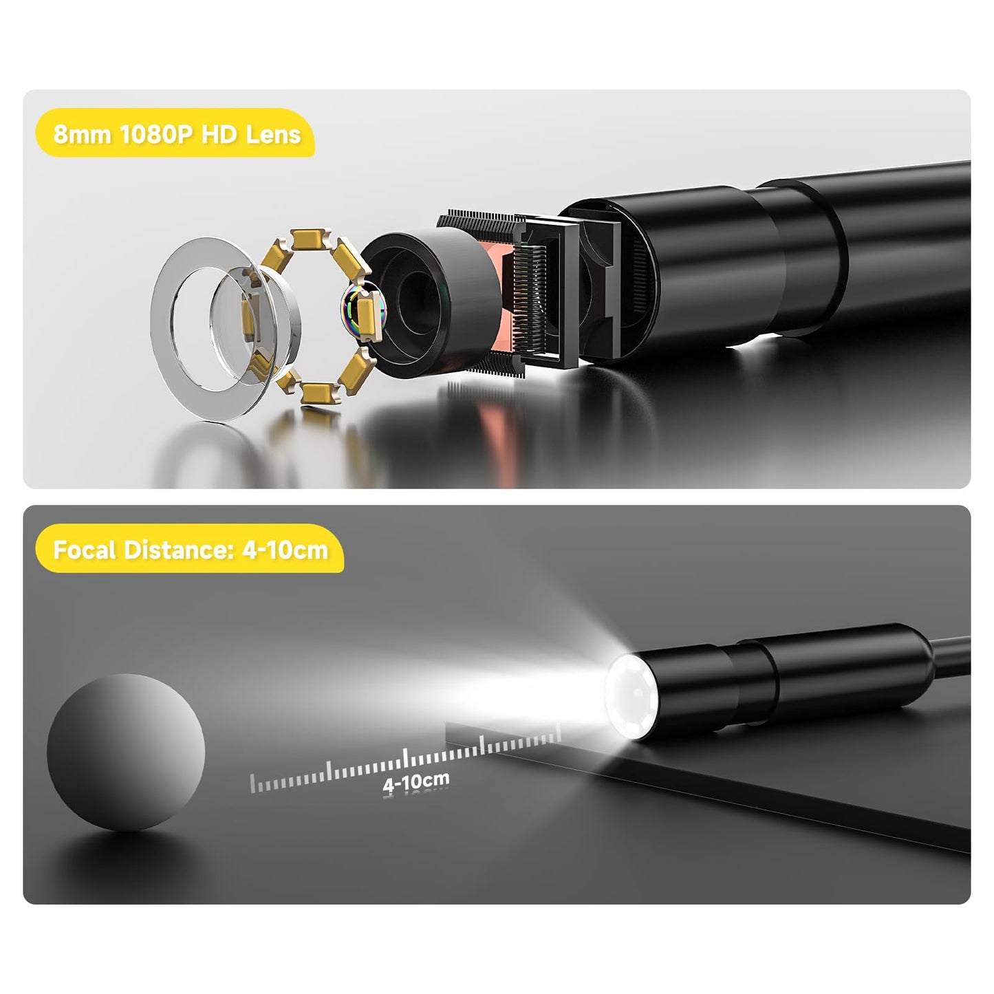 Z35 ILIHOME Endoscope Camera with Light 10m, 1080P HD Inspection Camera, 2.8 Inch IPS Screen Pipe Camera Snake Camera Home Inspection Tool