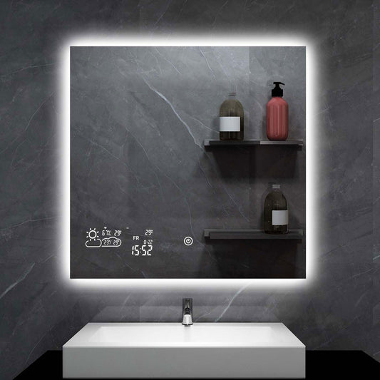 Heidenfeld Infrared Heater Mirror | HF-HS200 with touch panel - 10 levels of heat - 200 watts - 60 x 60 cm - WiFi bathroom mirror - infrared heating mirror - wall heater