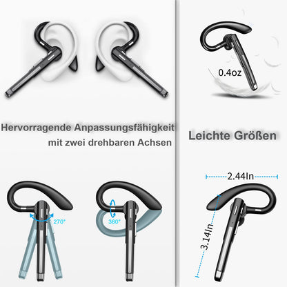 Bluetooth headset with microphone, V6.1 in-ear hands-free mobile wireless headphones with LED charging case for driving/business/office, IPX7 waterproof, compatible with iPhone Android smartphones and tablets.